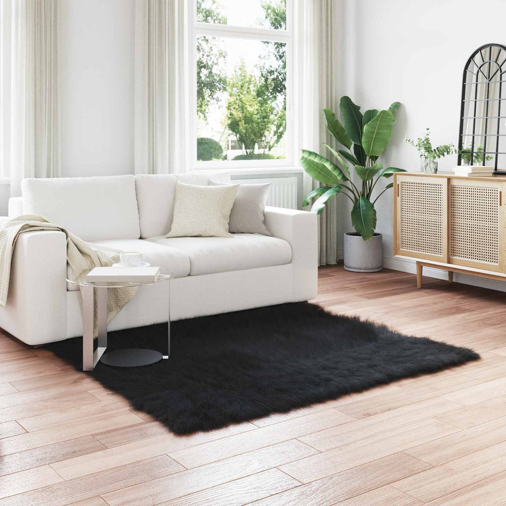 Artificial Sheepskin Rug Tafalla Black 160 x 160 cm