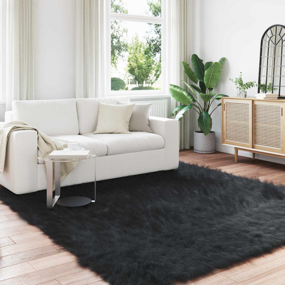 Artificial Sheepskin Rug Tafalla Black 200 x 200 cm