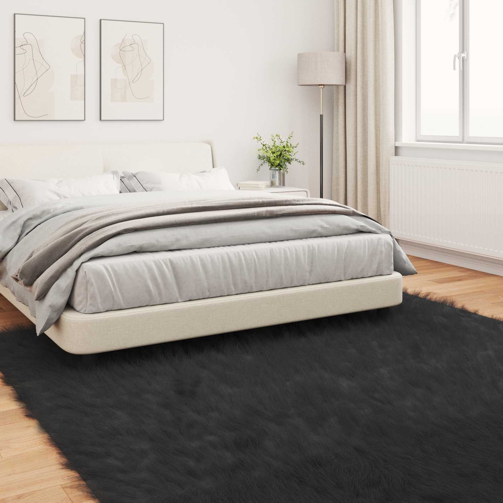 Artificial Sheepskin Rug Tafalla Black 200 x 200 cm