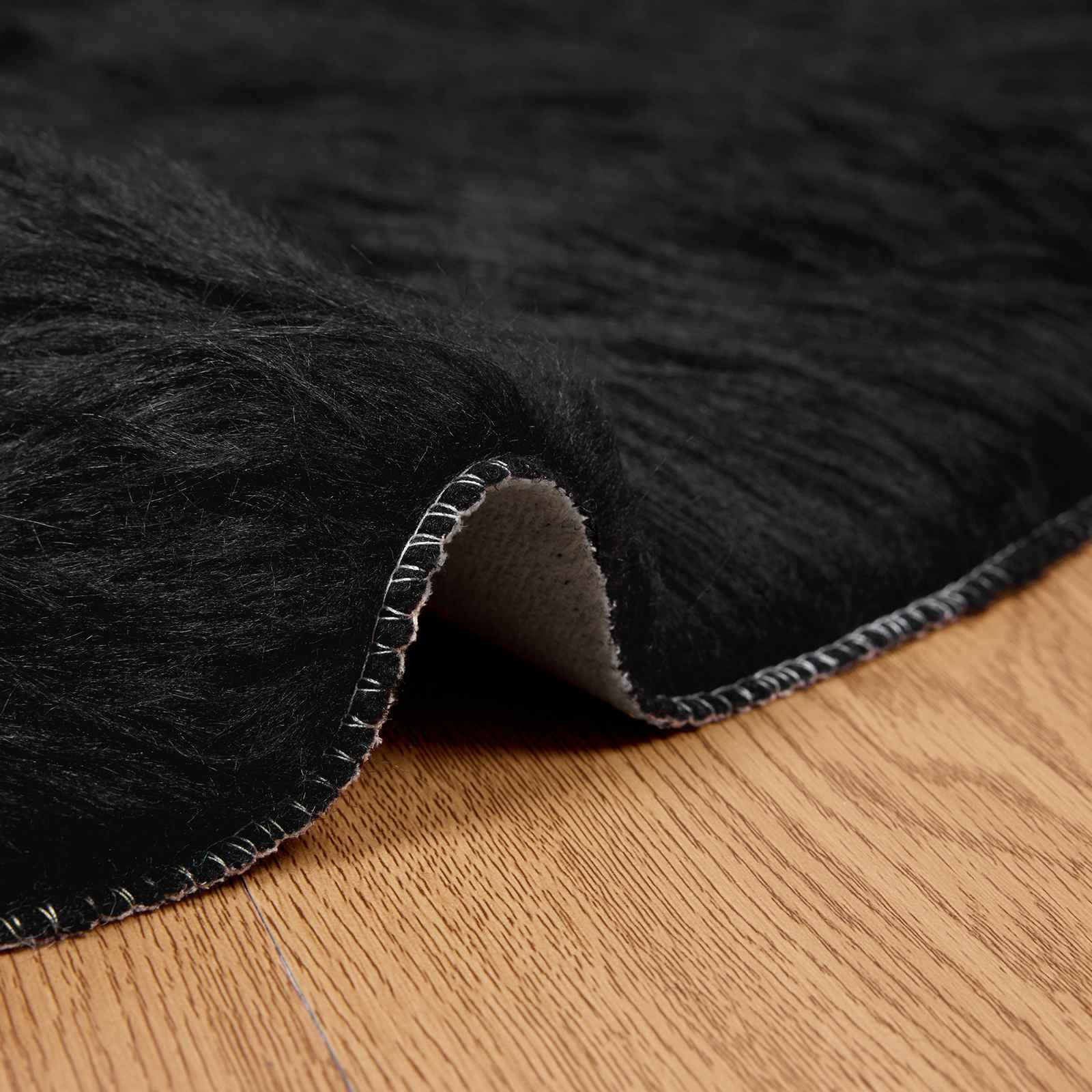 Artificial Sheepskin Rug Tafalla Black Ø 160 cm Polyester