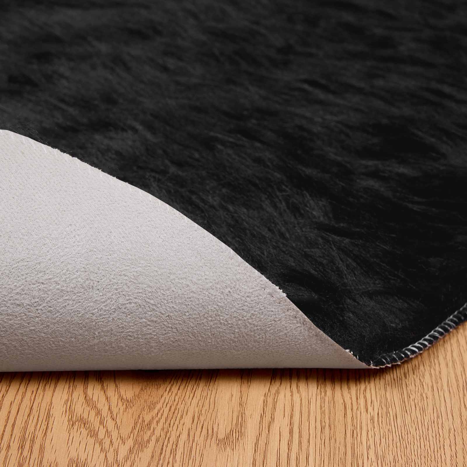Artificial Sheepskin Rug Tafalla Black Ø 160 cm Polyester