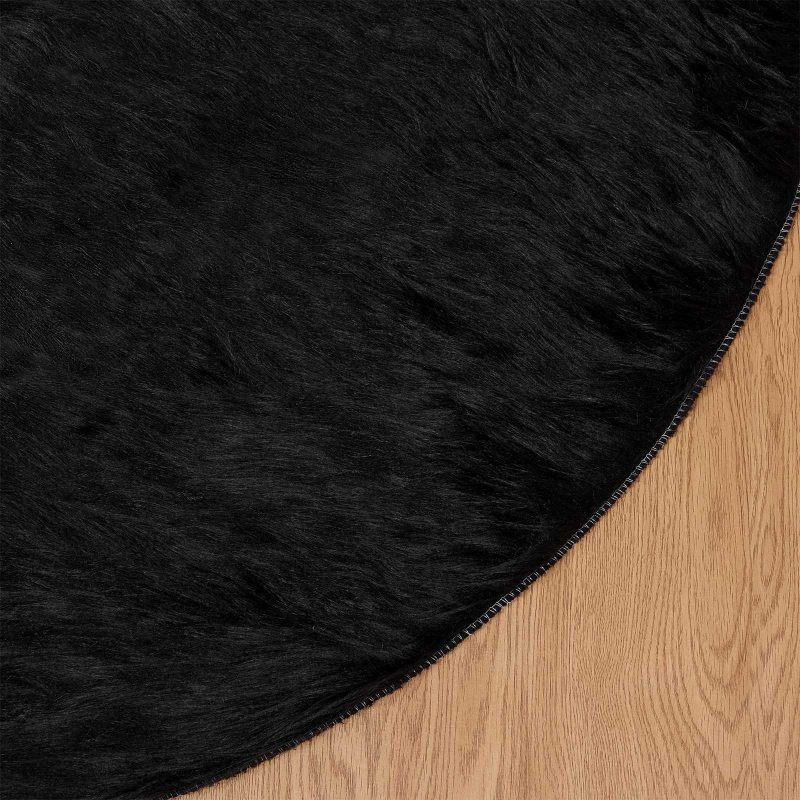 Artificial Sheepskin Rug Tafalla Black Ø 160 cm Polyester