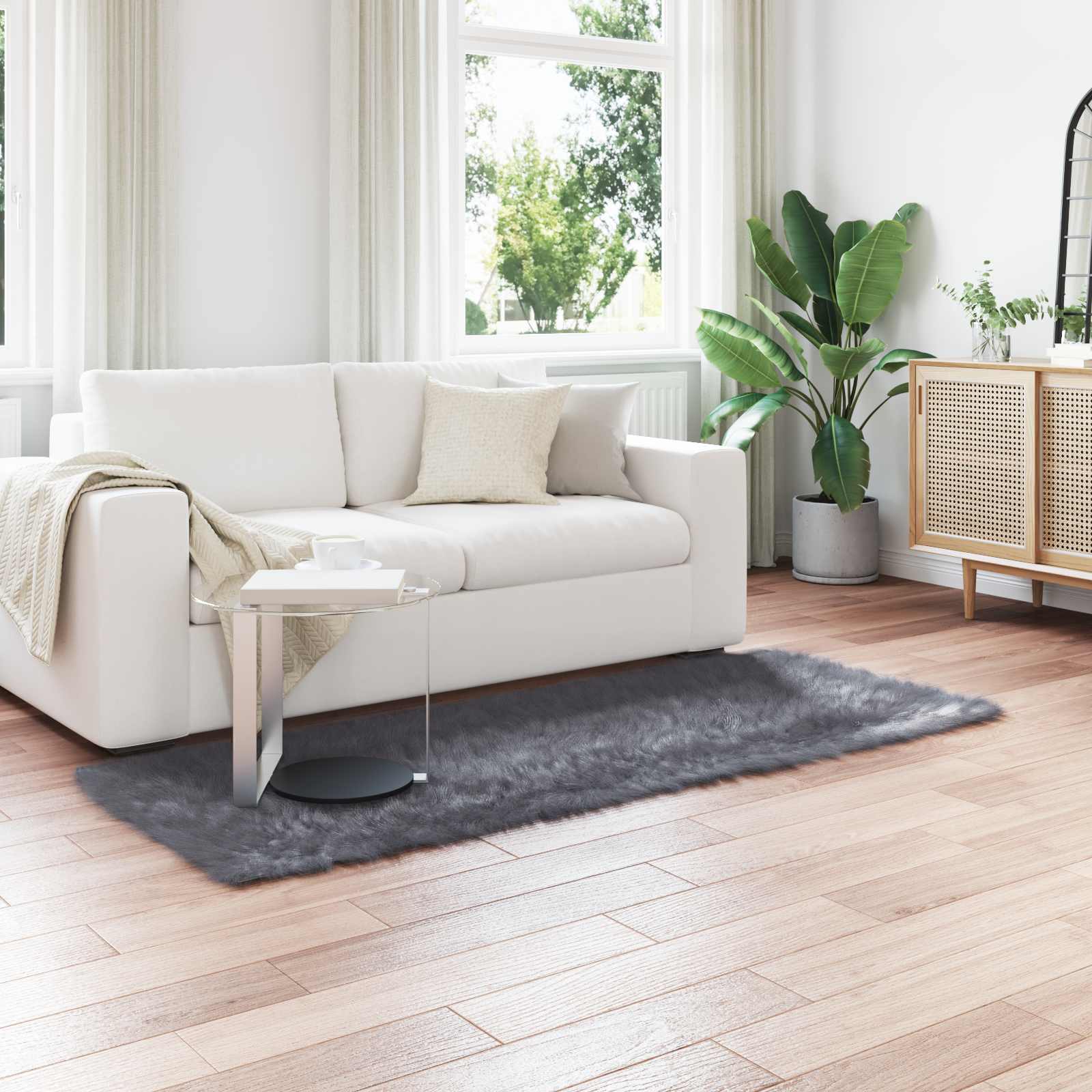 Faux Sheepskin Rug Tafalla Anthracite 80 x 200 cm