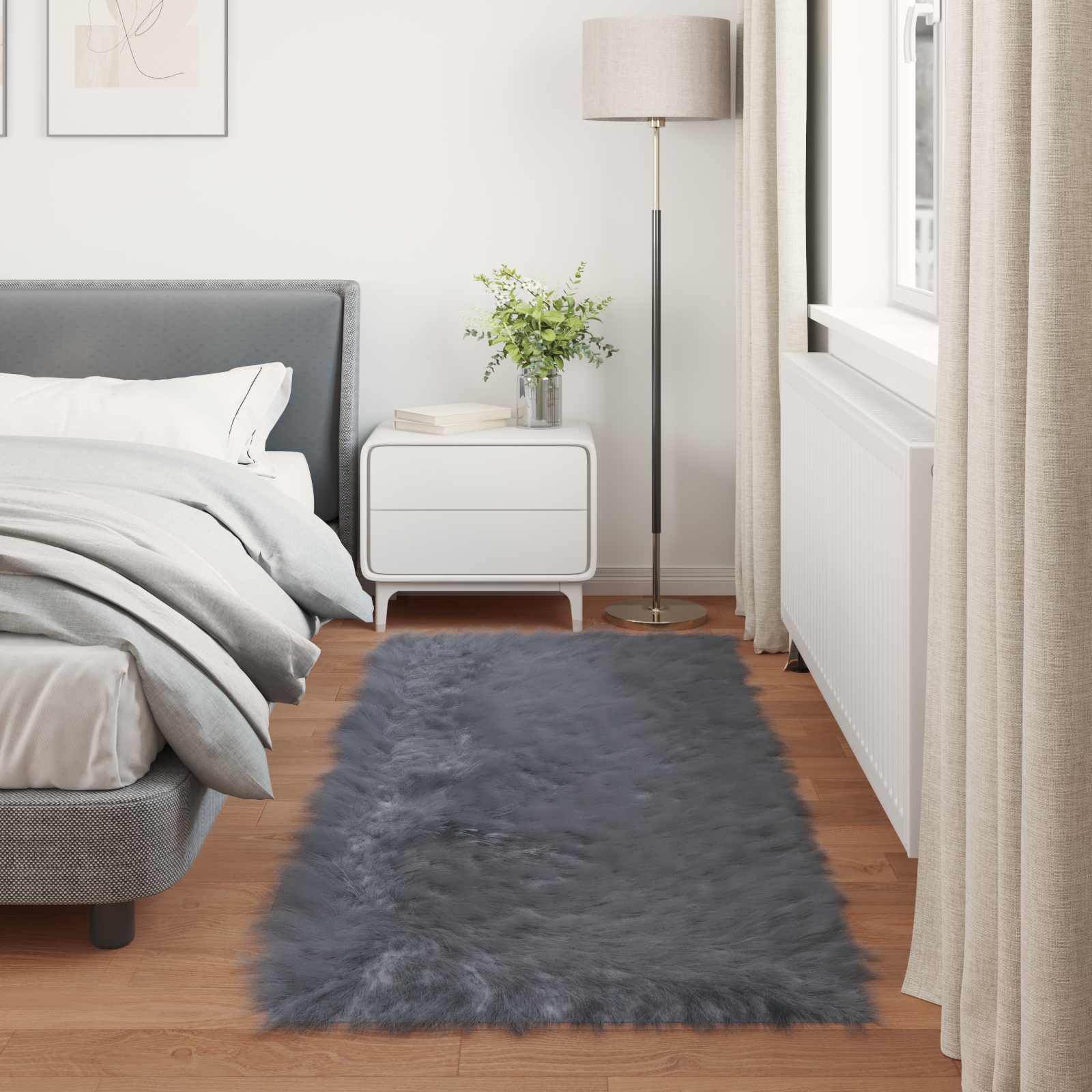 Faux Sheepskin Rug Tafalla Anthracite 80 x 200 cm