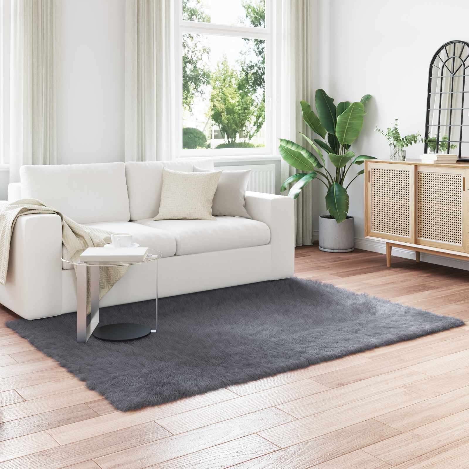 Faux Sheepskin Rug Tafalla Anthracite 140 x 200 cm