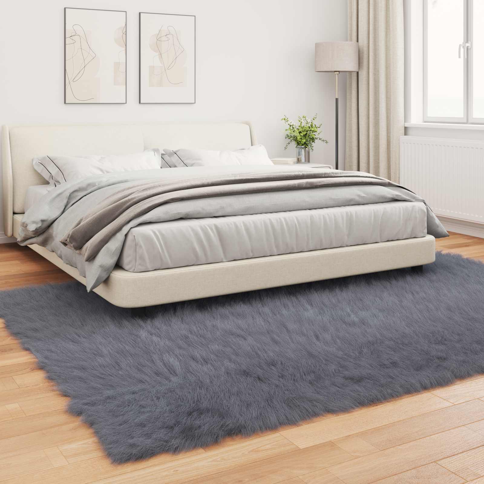 Artificial Sheepskin Rug Tafalla Anthracite 200 x 280 cm