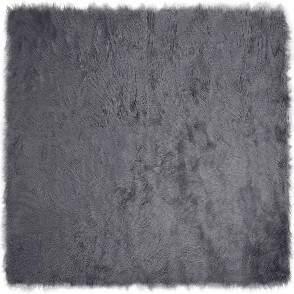 Faux Sheepskin Rug Tafalla Anthracite 240 x 240 cm