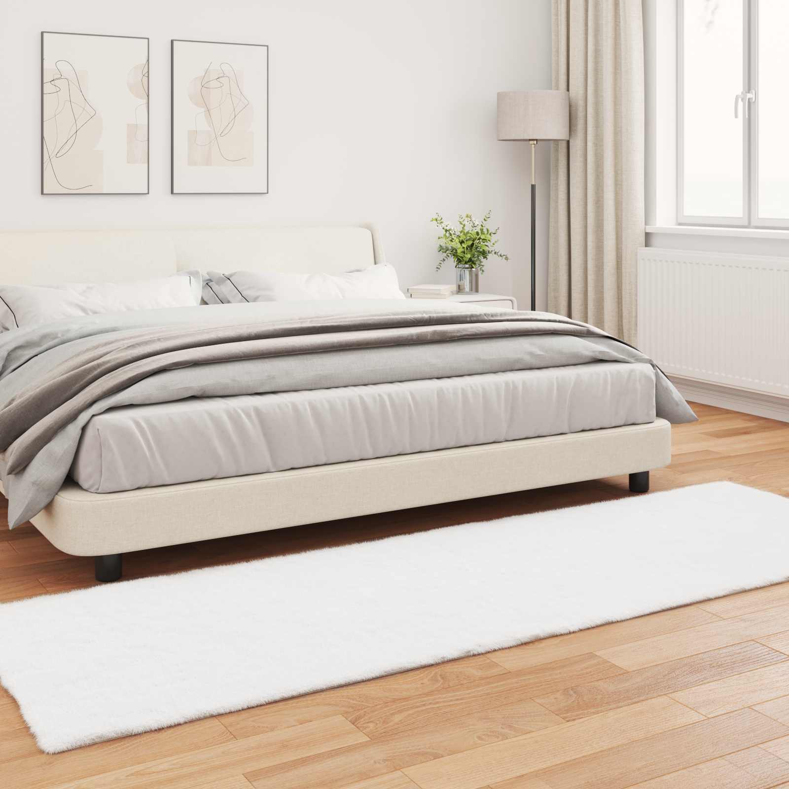Mākslīgās trušu kažokādas paklājs Olite balts 80 x 250 cm