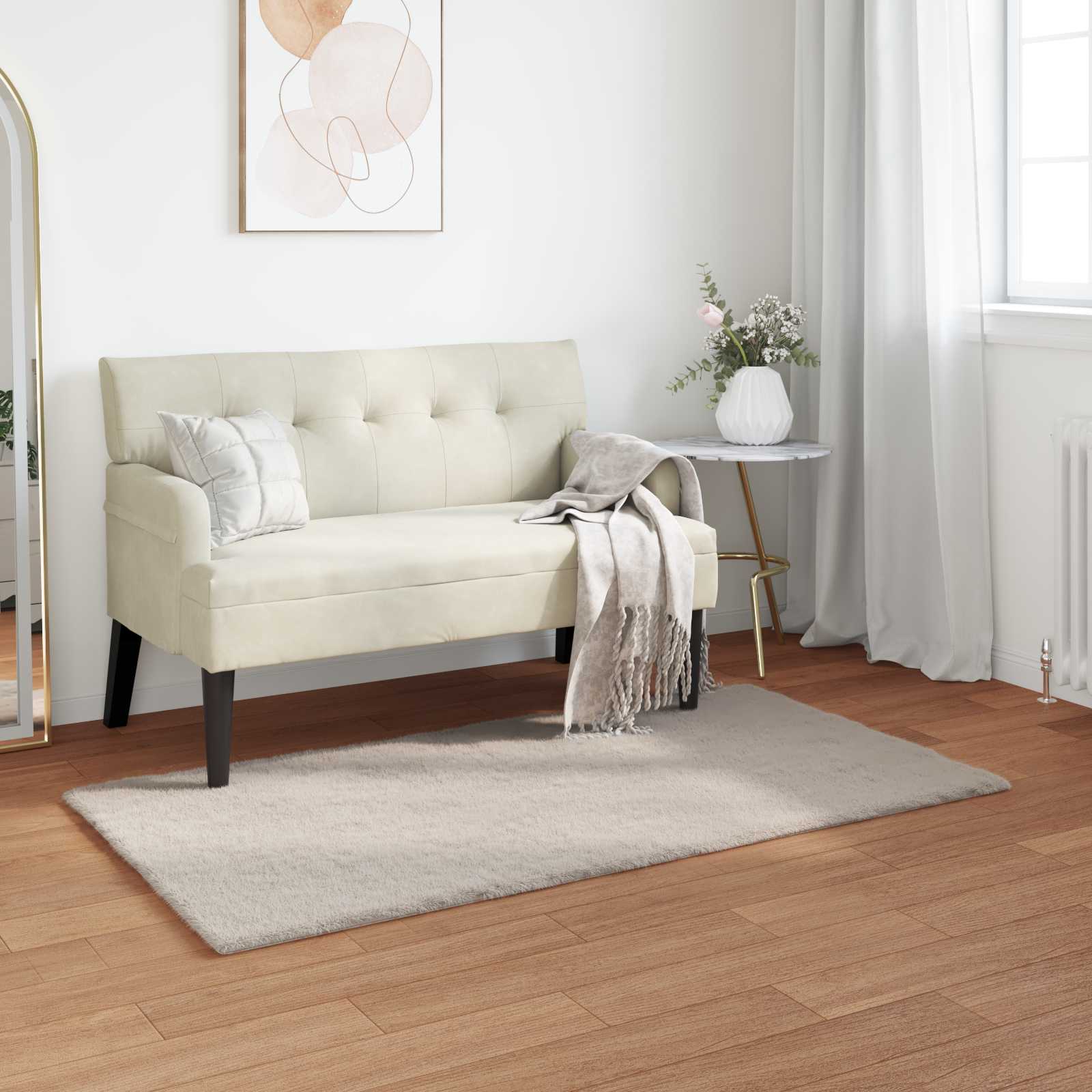 Mākslīgās trušu kažokādas paklājs Olite smilškrāsas 80 x 150 cm