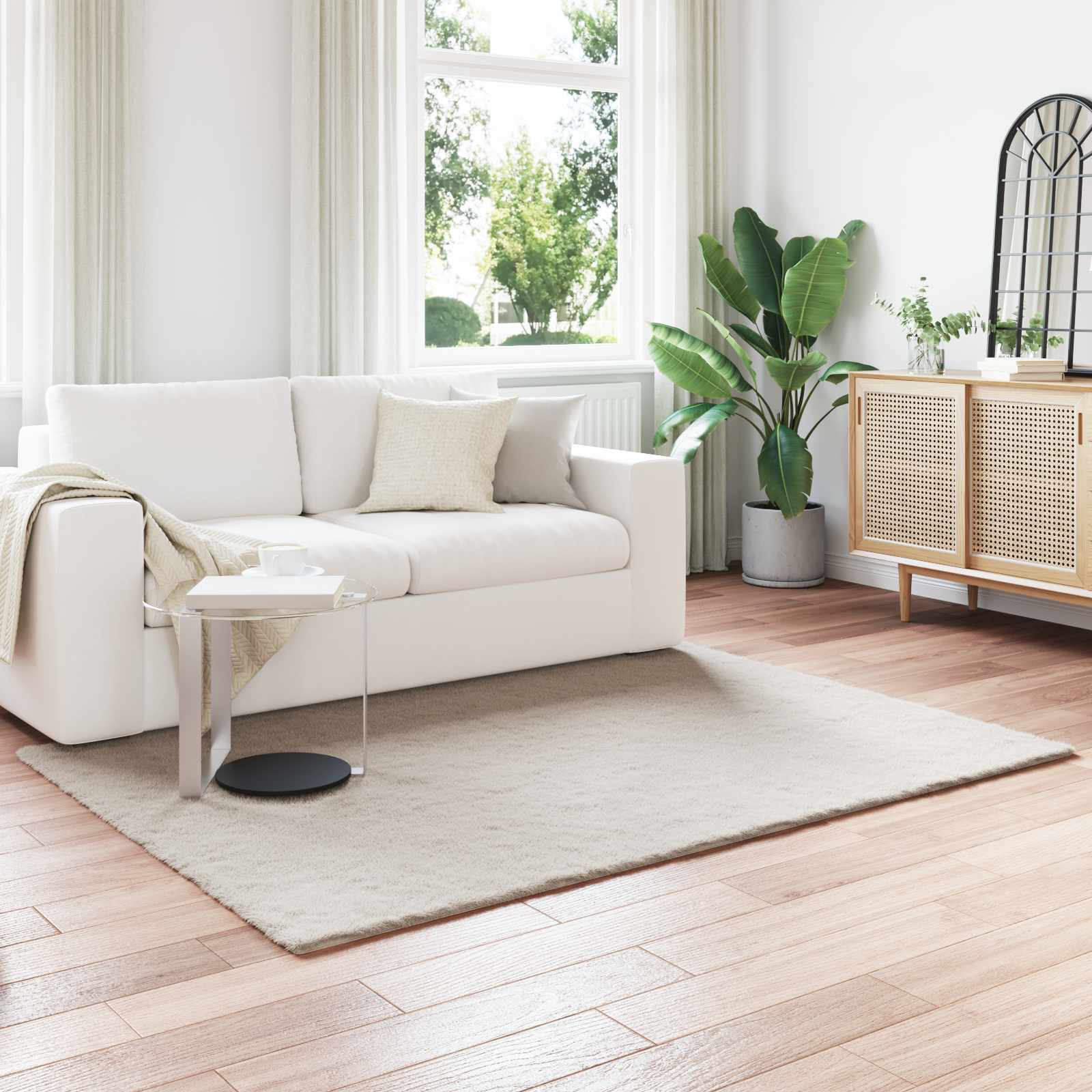 Artificial rabbit fur rug Olite Beige 140 x 200 cm