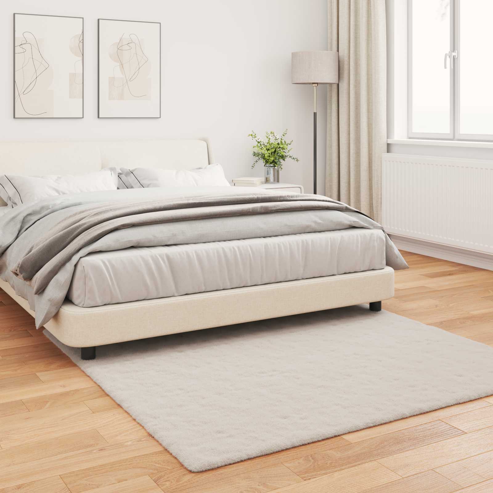 Olite Faux Rabbit Fur Rug Sand 160 x 160 cm