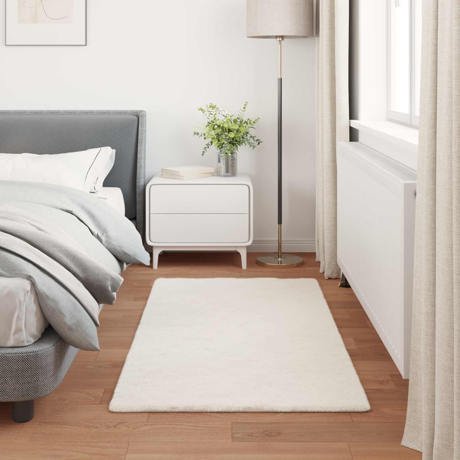 Artificial Rabbit Fur Rug Olite Cream 80 x 150 cm