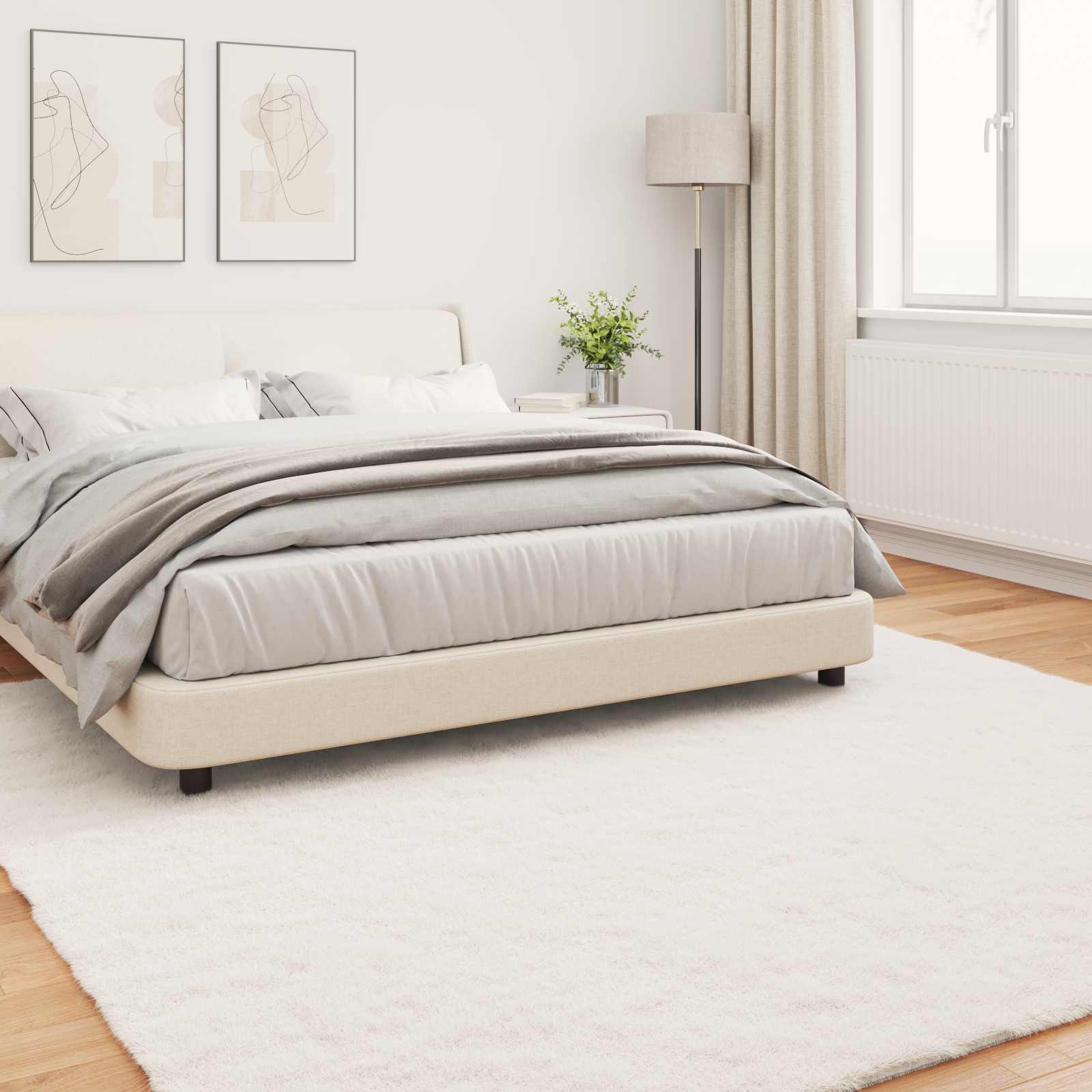 Olite Cream Faux Rabbit Fur Rug 240 x 240 cm