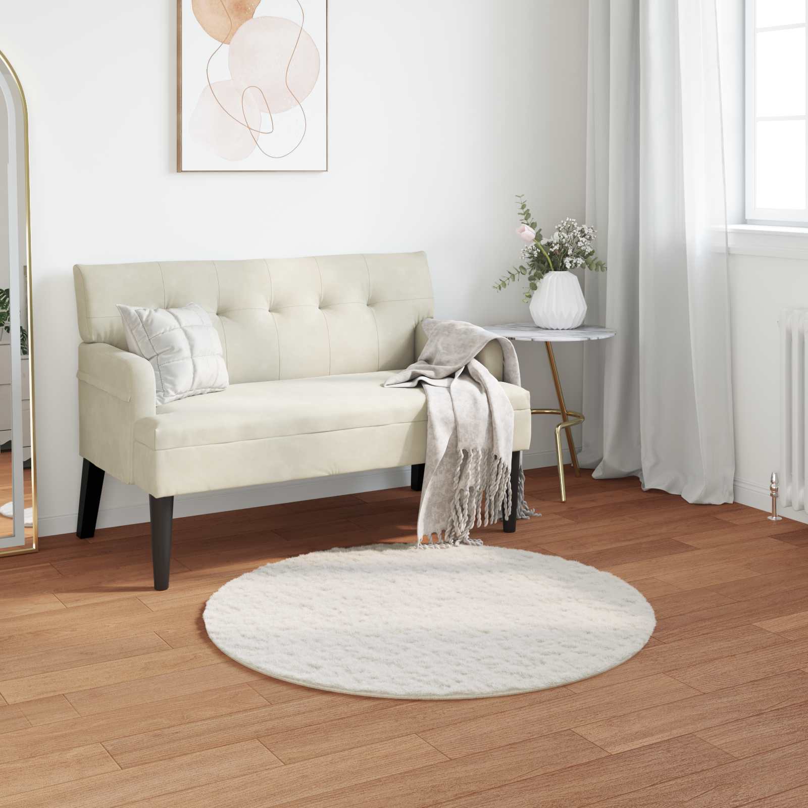 Artificial Rabbit Fur Rug Olite Cream Ø 120 cm