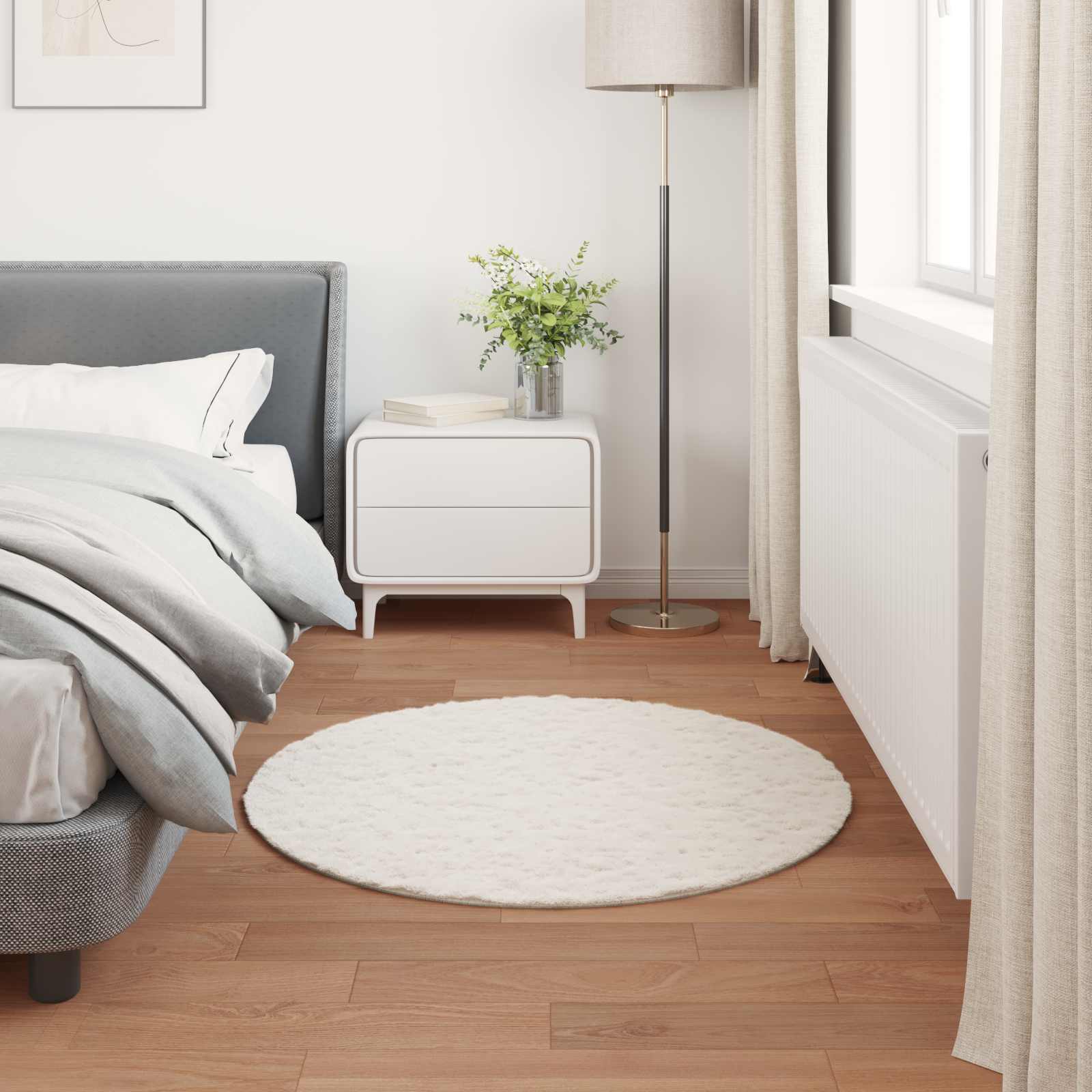 Artificial Rabbit Fur Rug Olite Cream Ø 120 cm