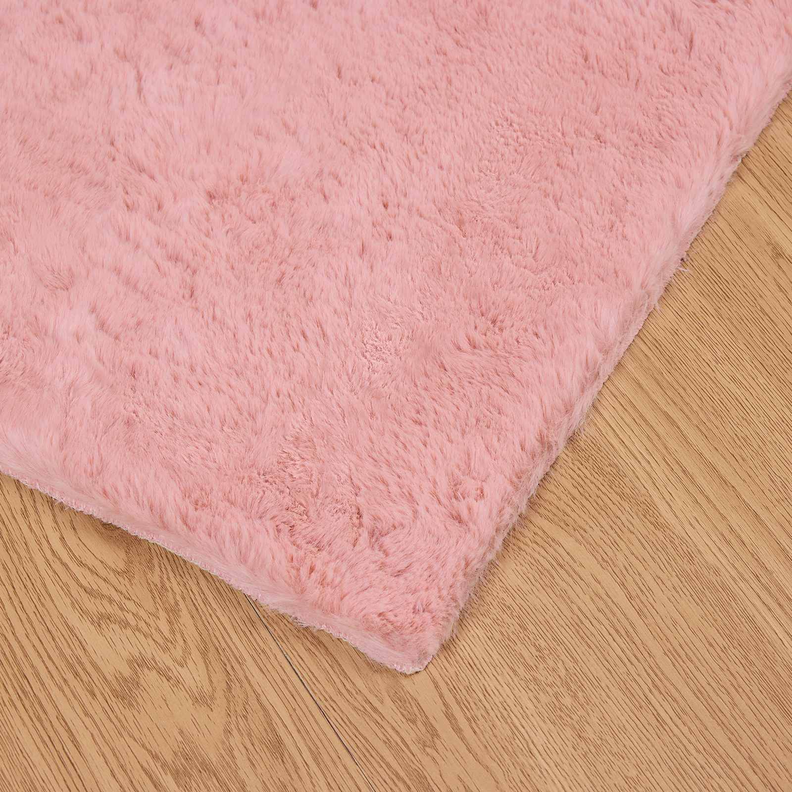 Non-slip Faux Rabbit Fur Rug Olite Pink
