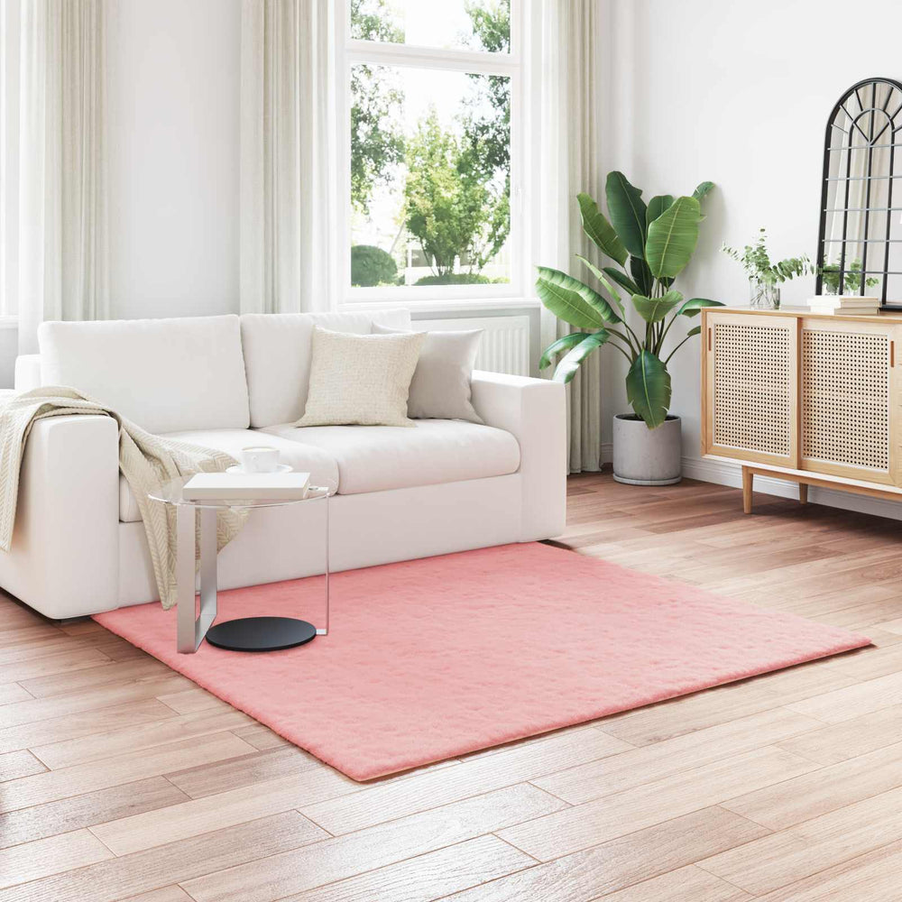 Artificial Rabbit Fur Rug Olite Pink 120 x 120 cm