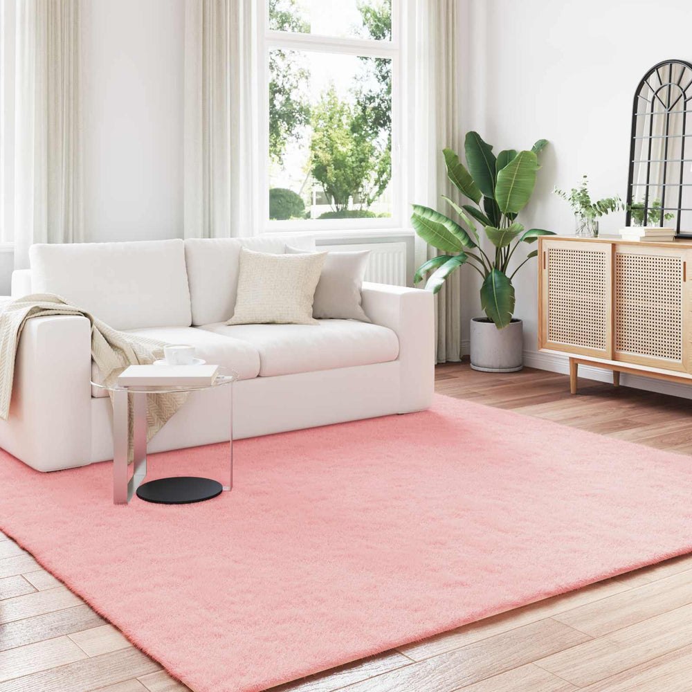 Olite Artificial Rabbit Fur Rug Pink 200 x 200 cm