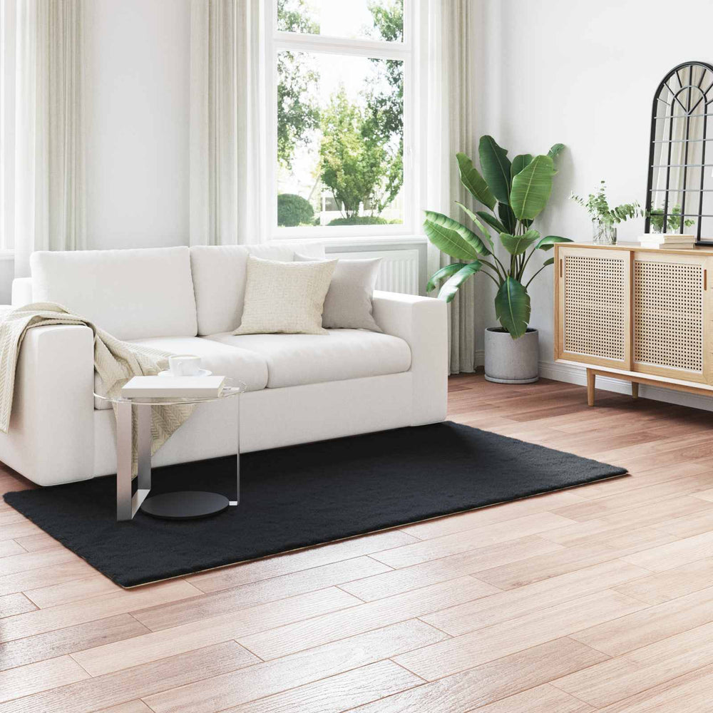 Olite Artificial Rabbit Fur Rug Black 80 x 200 cm