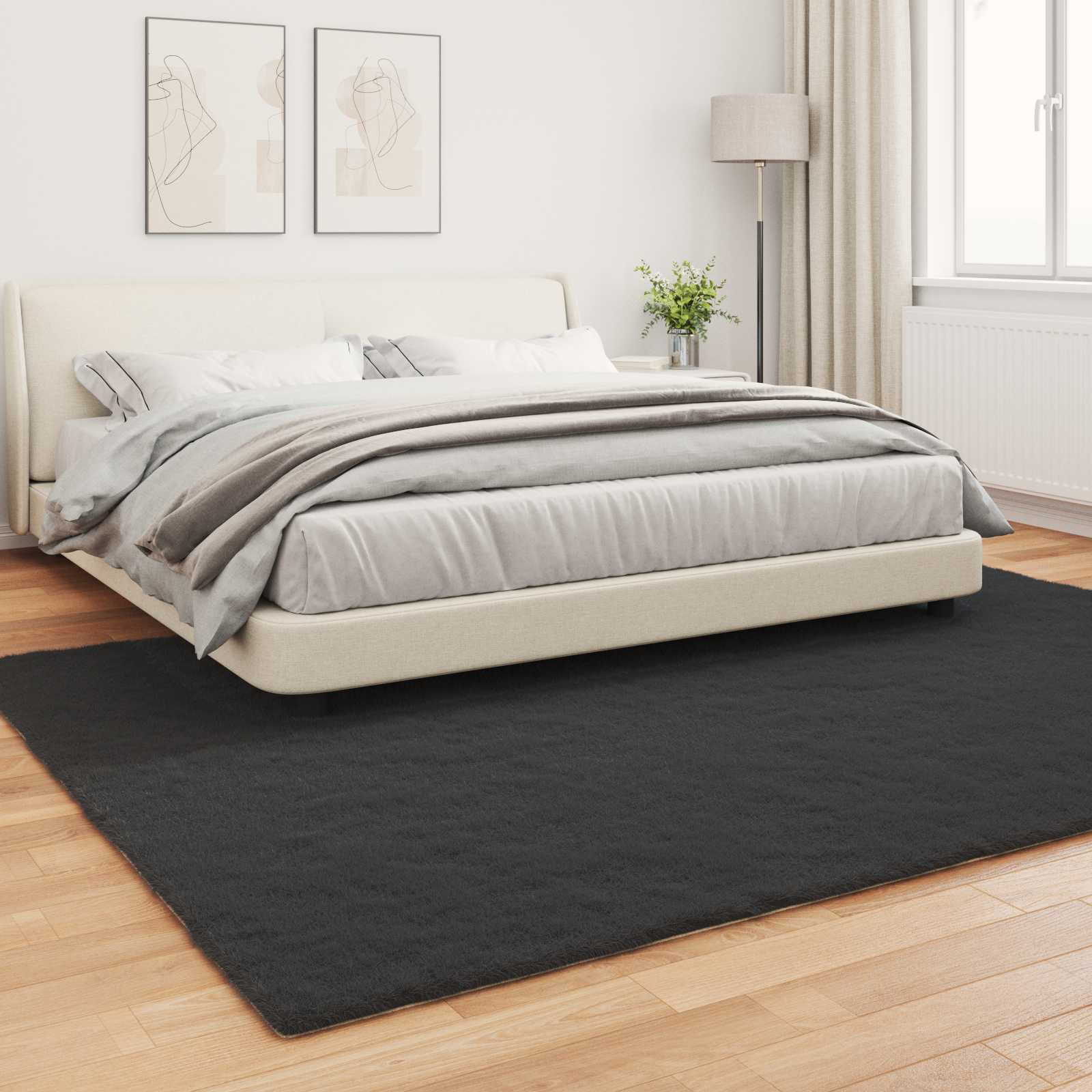 Mākslīgās trušu kažokādas paklājs Olite melns 200 x 280 cm