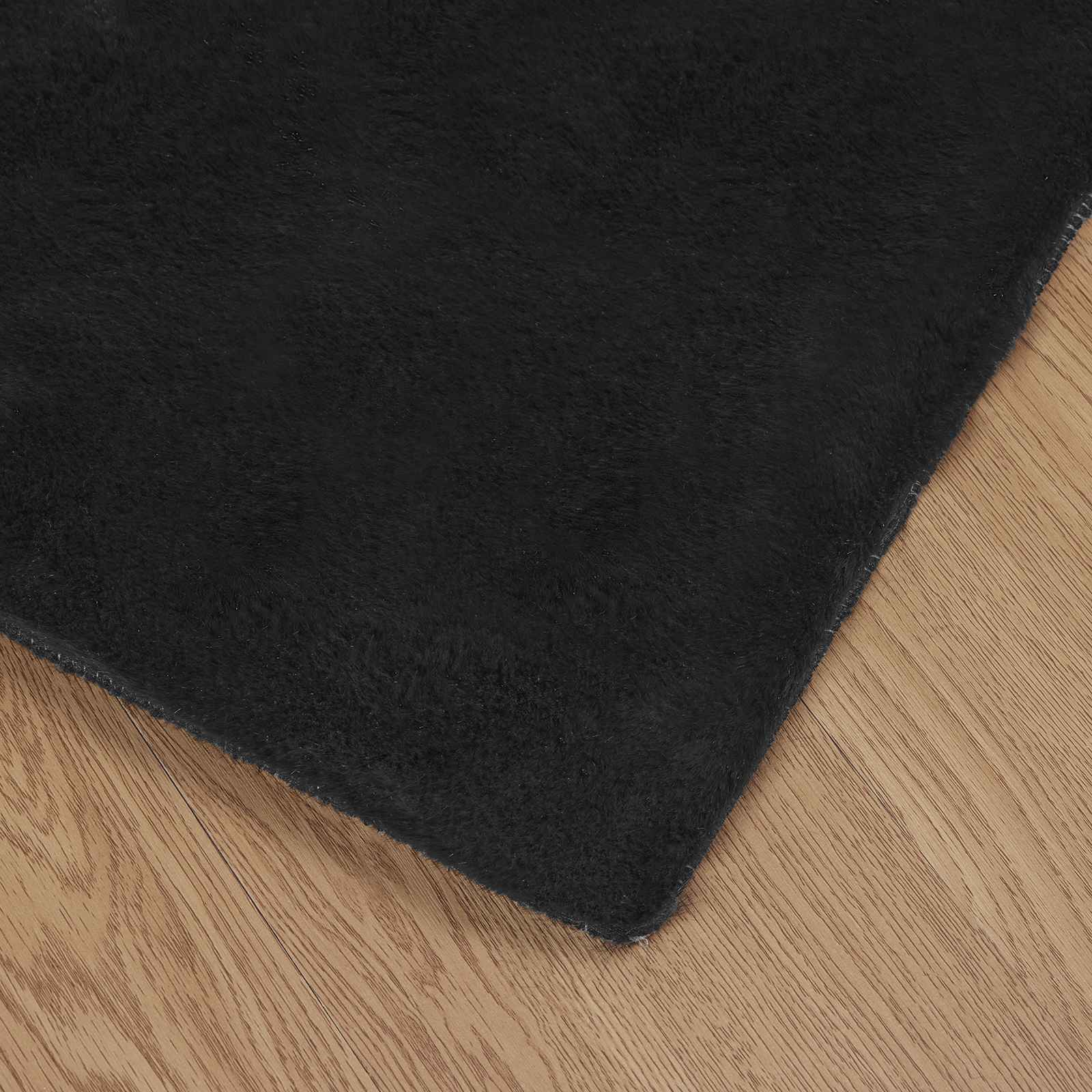 Artificial Rabbit Fur Rug Olite Black 200 x 200 cm