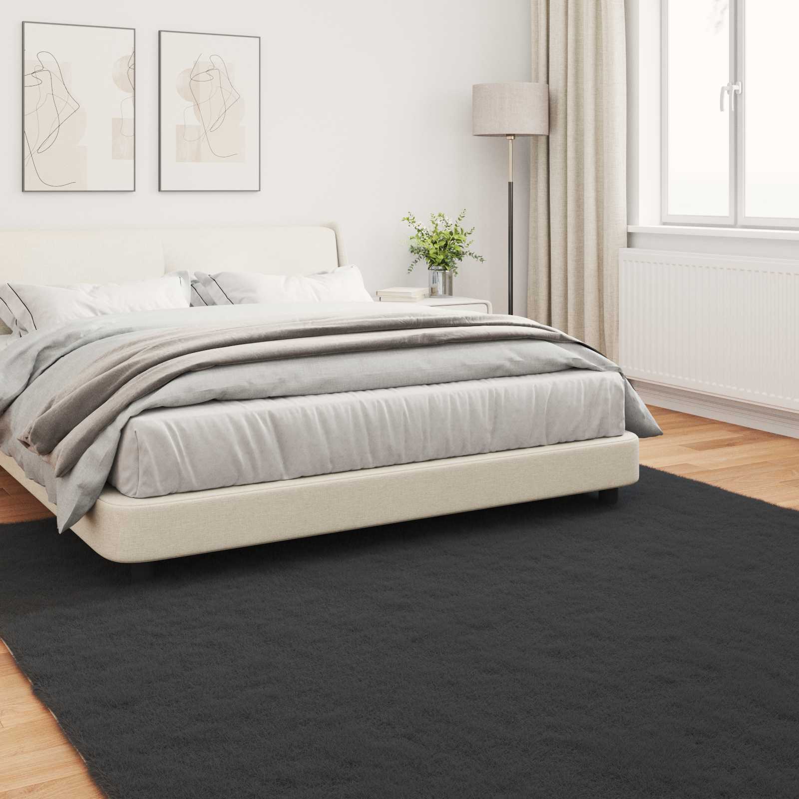 Artificial Rabbit Fur Rug Olite Black 200 x 200 cm