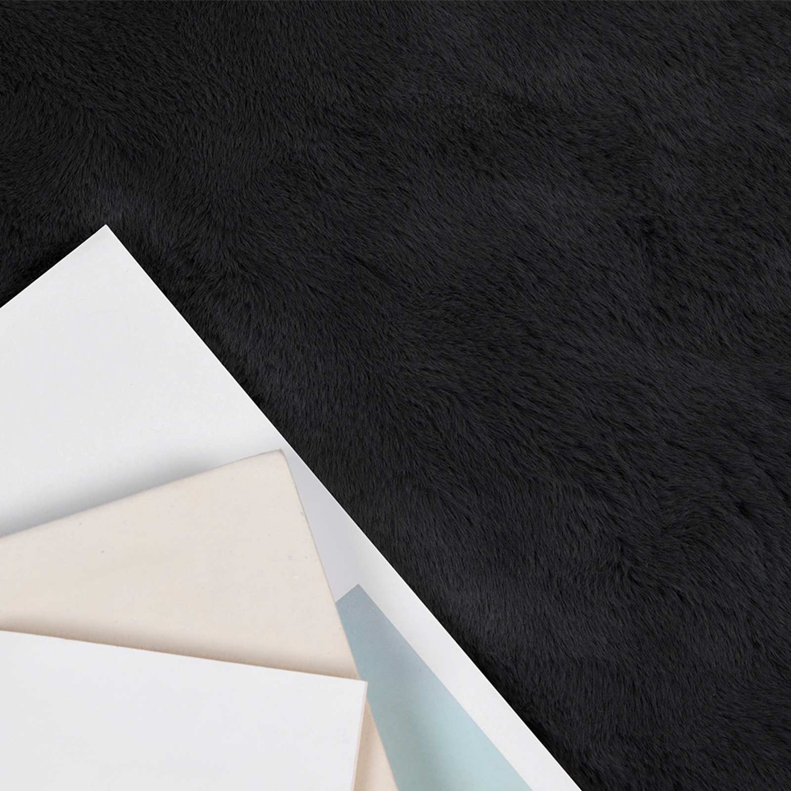 Artificial Rabbit Fur Rug Olite Black 200 x 200 cm