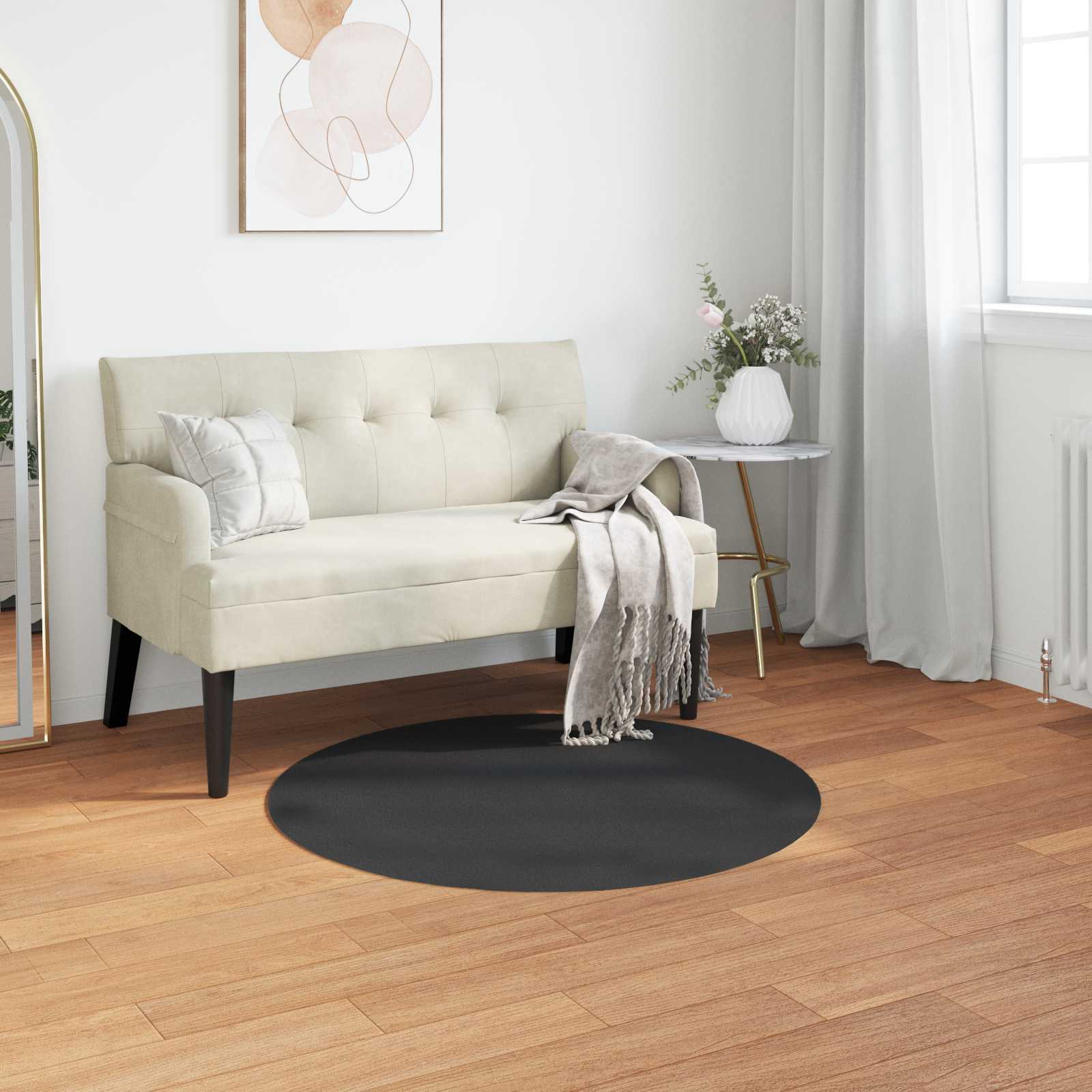 Non-slip Faux Rabbit Fur Rug Olite Black