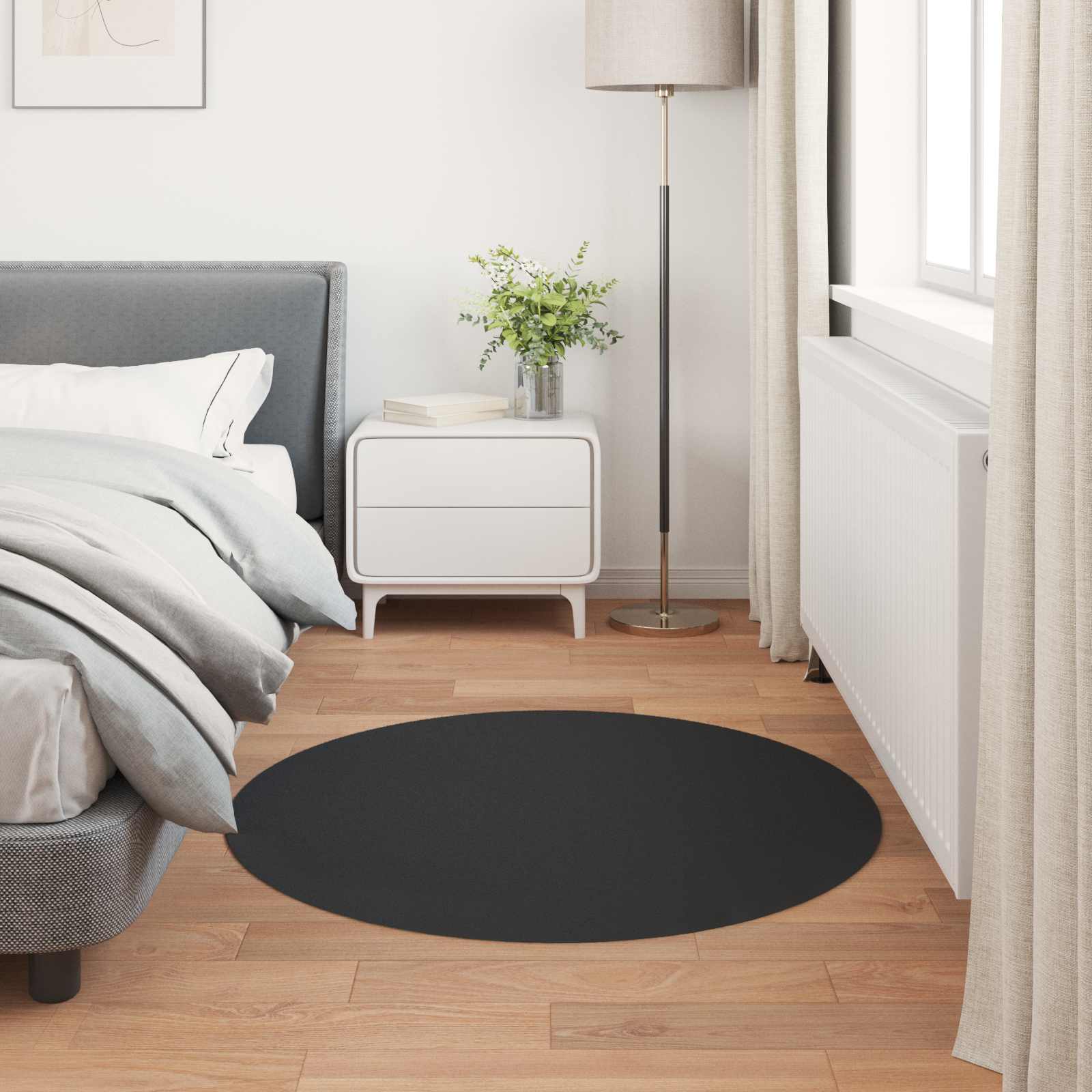 Dirbtinio triušio kailio kilimas Olite Juoda Ø 120 cm
