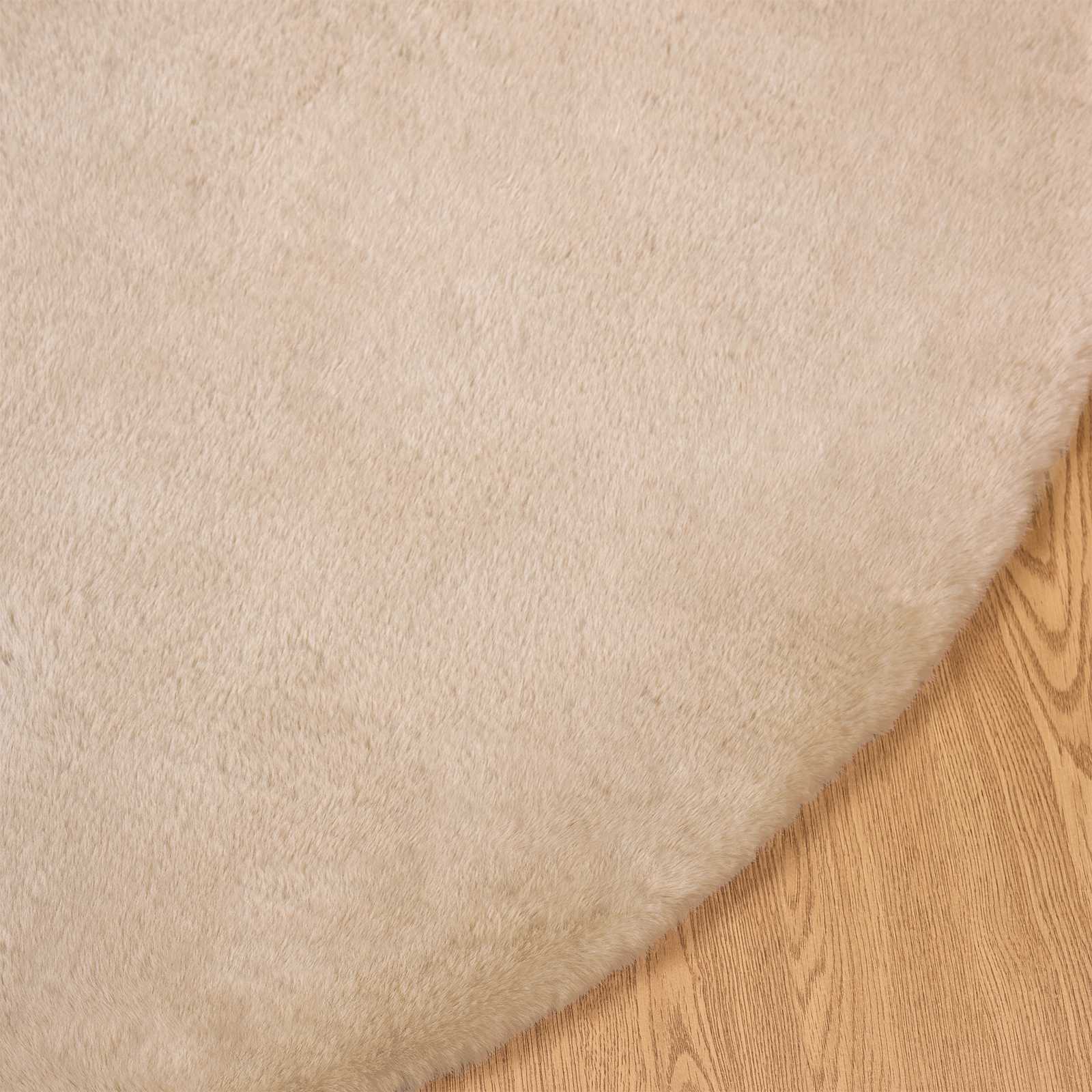 Dirbtinio triušio kailio kilimas Olite Taupe Ø 120 cm