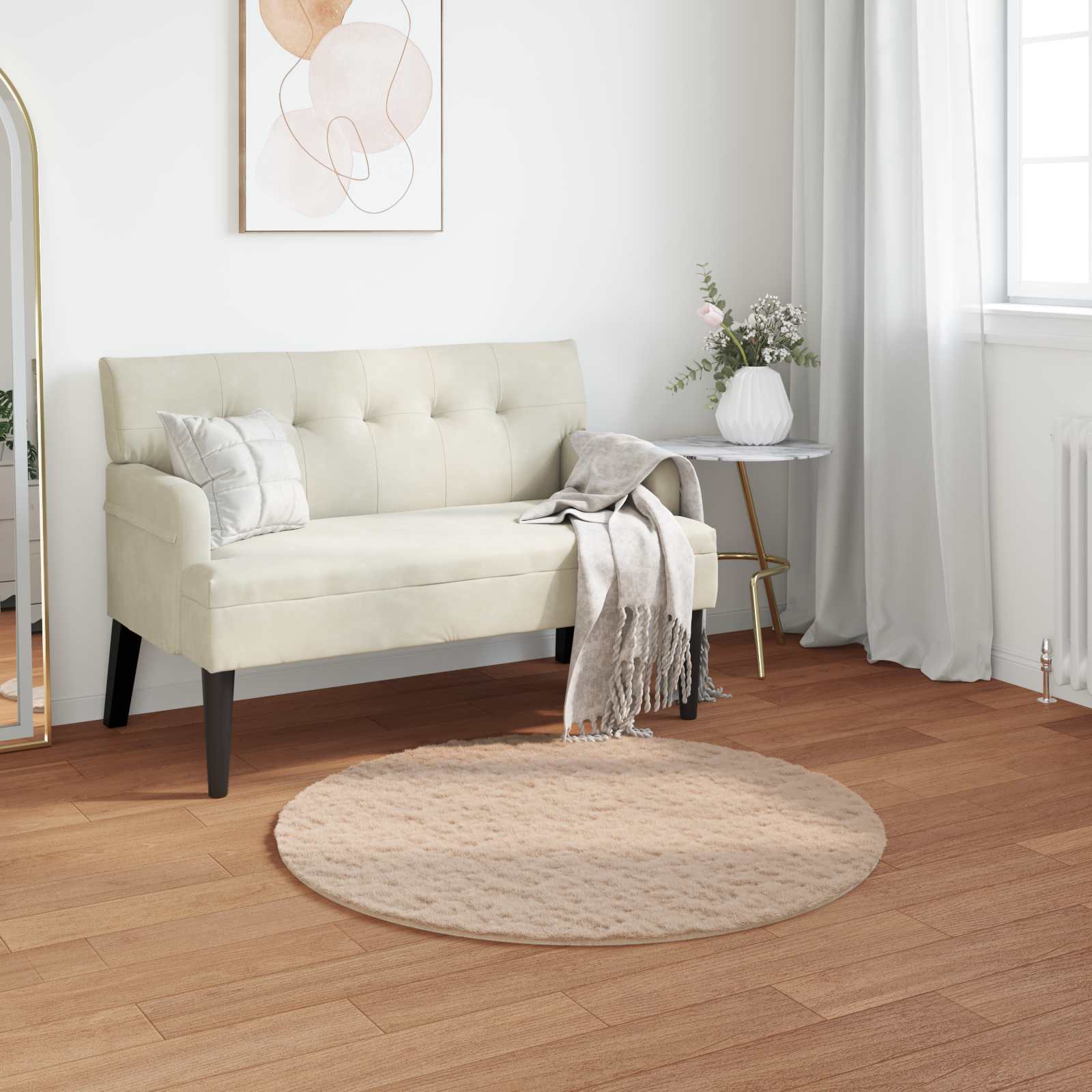 Dirbtinio triušio kailio kilimas Olite Taupe Ø 120 cm