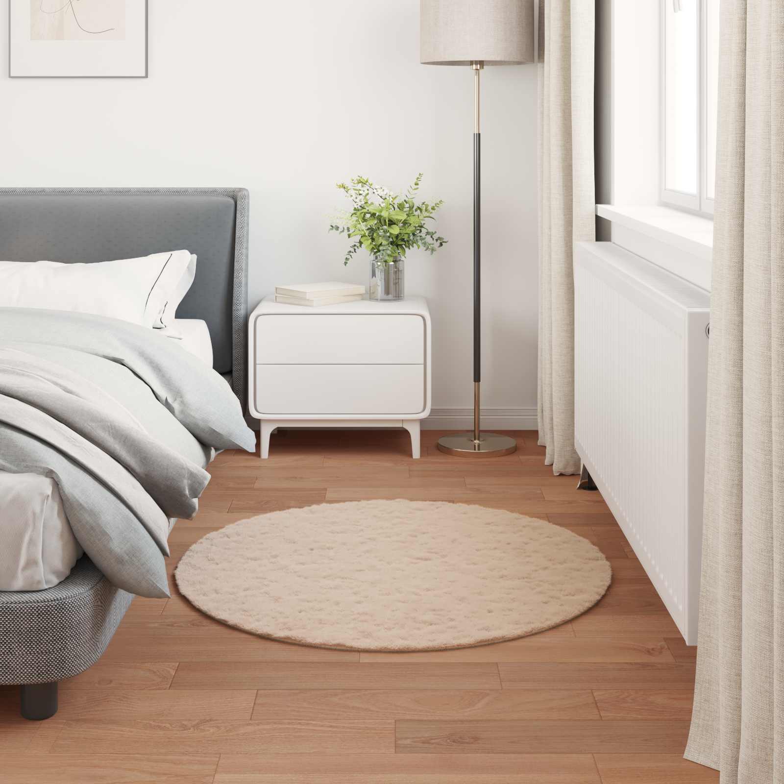 Mākslīgās trušu kažokādas paklājs Olite Taupe Ø 120 cm