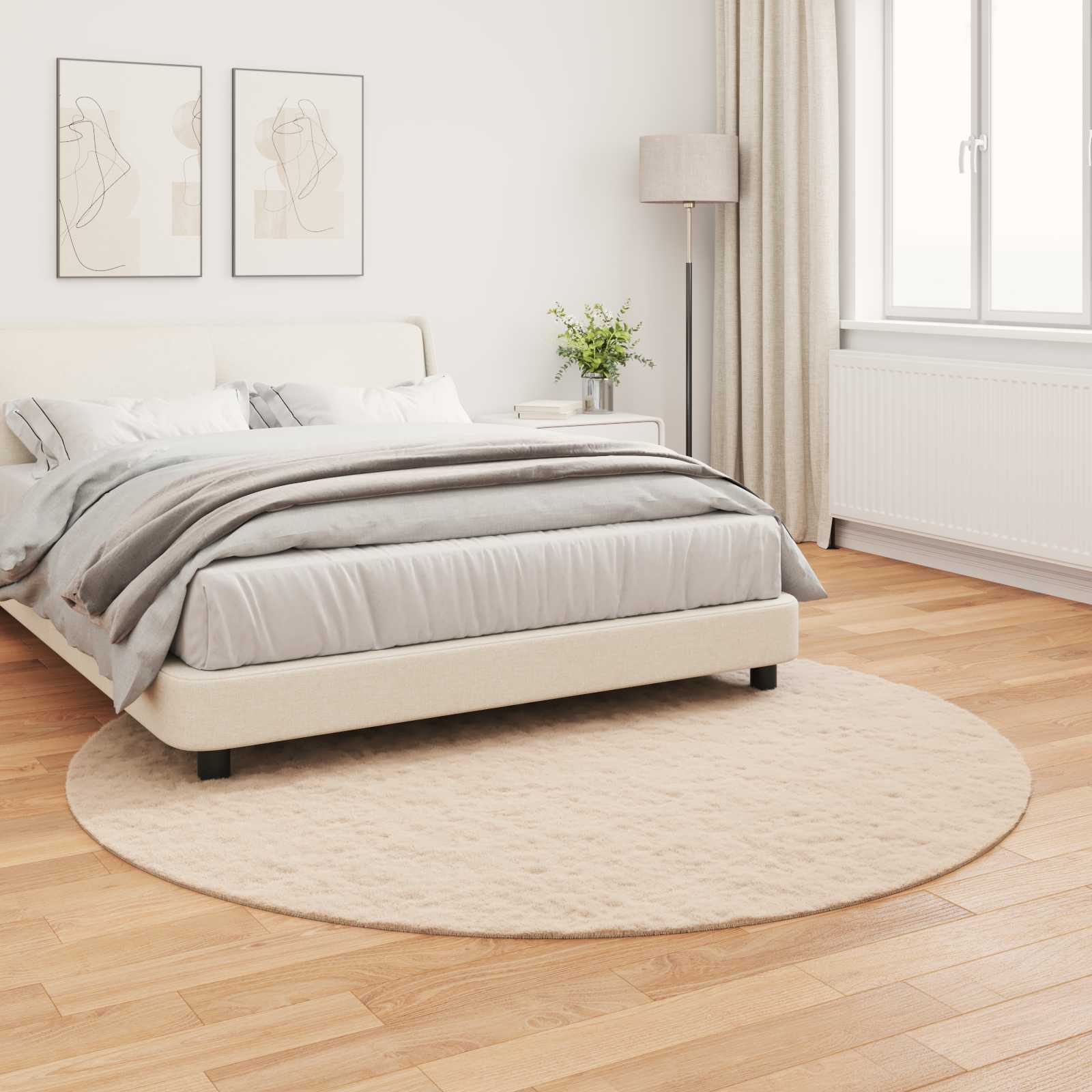 Dirbtinio triušio kailio kilimas Olite Taupe Ø 160 cm