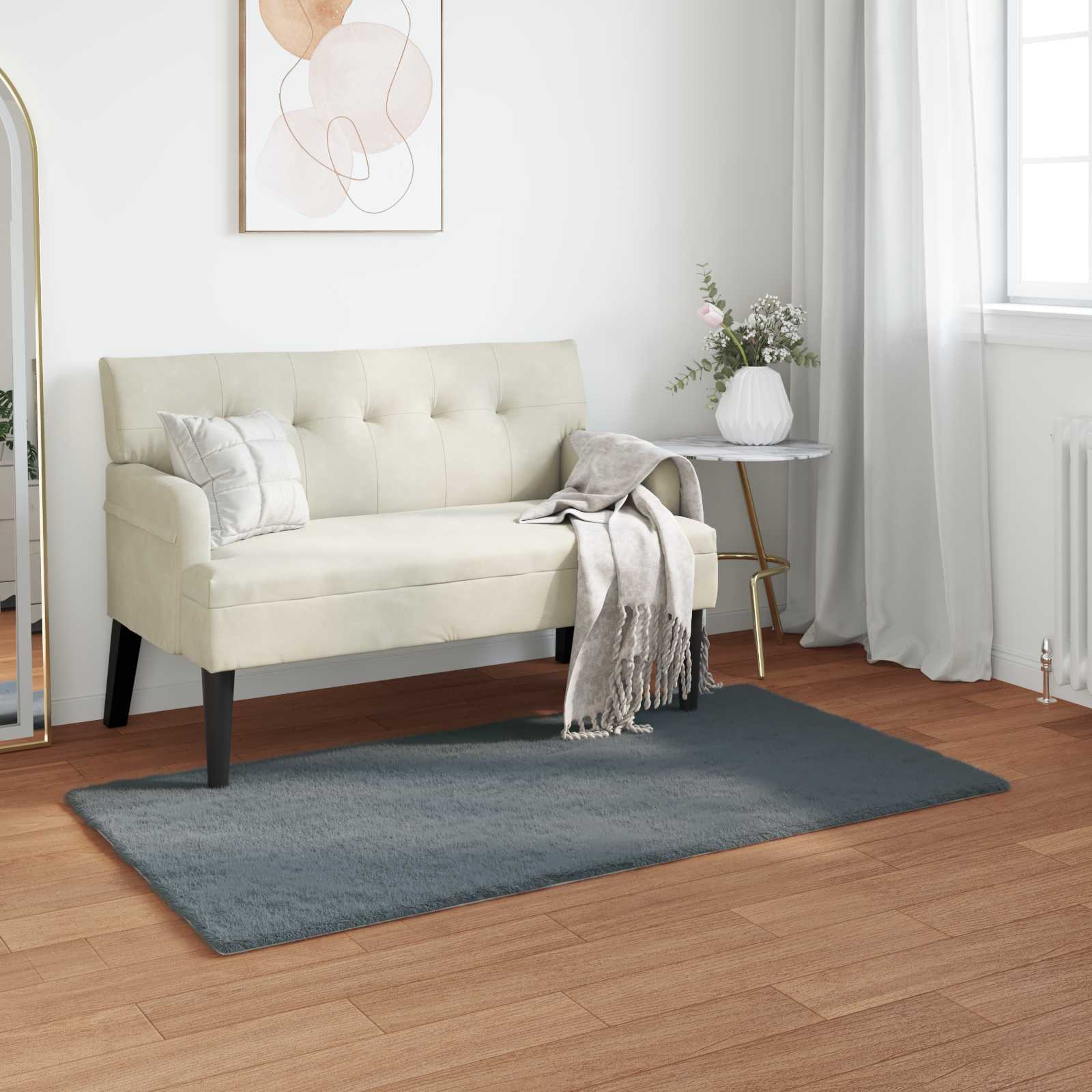 Mākslīgās truša kažokādas paklājs Olite Antracīts 80 x 150 cm
