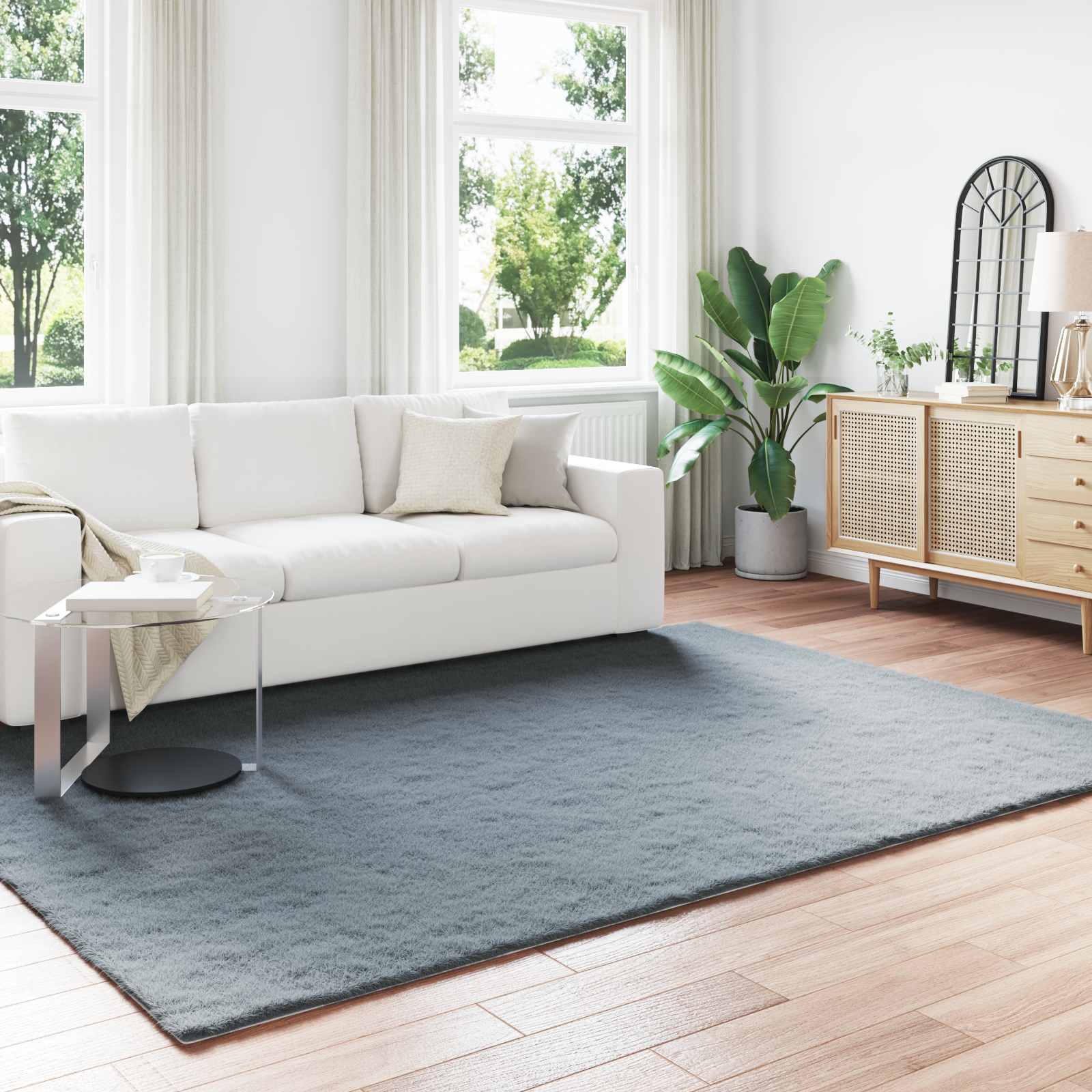 Faux Rabbit Fur Rug Olite Anthracite 240 x 340 cm