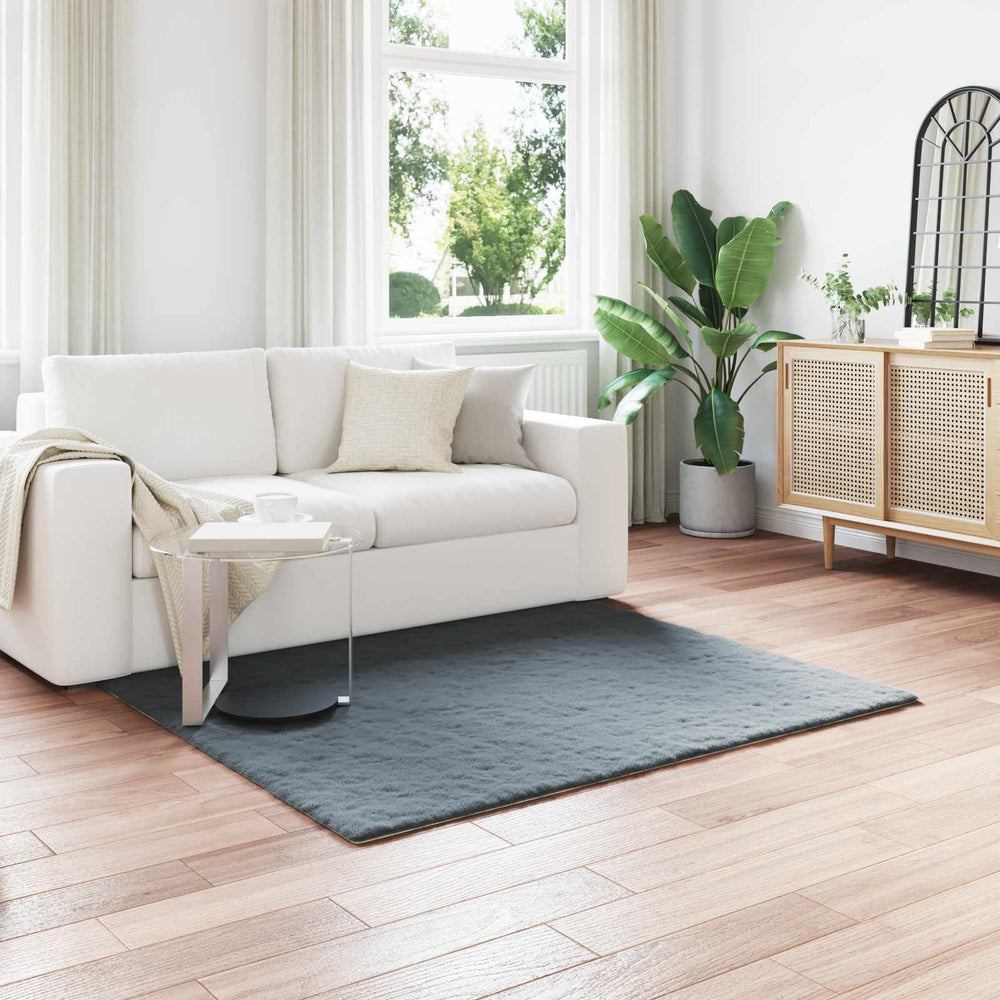Olite Anthracite Faux Rabbit Fur Rug 160 x 160 cm