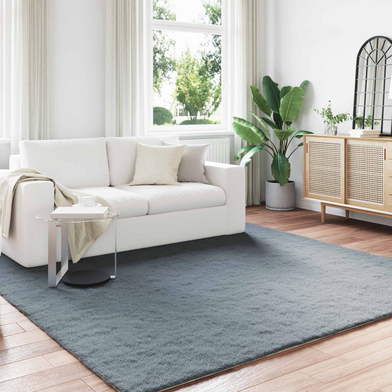 Artificial Rabbit Fur Rug Olite Anthracite 240 x 240 cm