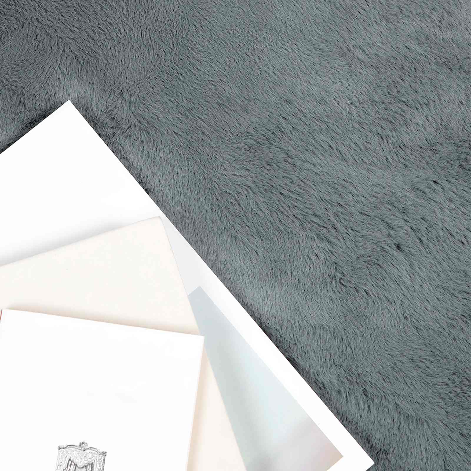 Artificial Rabbit Fur Rug Olite Anthracite 240 x 240 cm