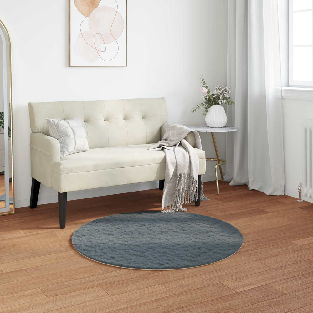 Artificial Rabbit Fur Rug Olite Anthracite Ø 120 cm