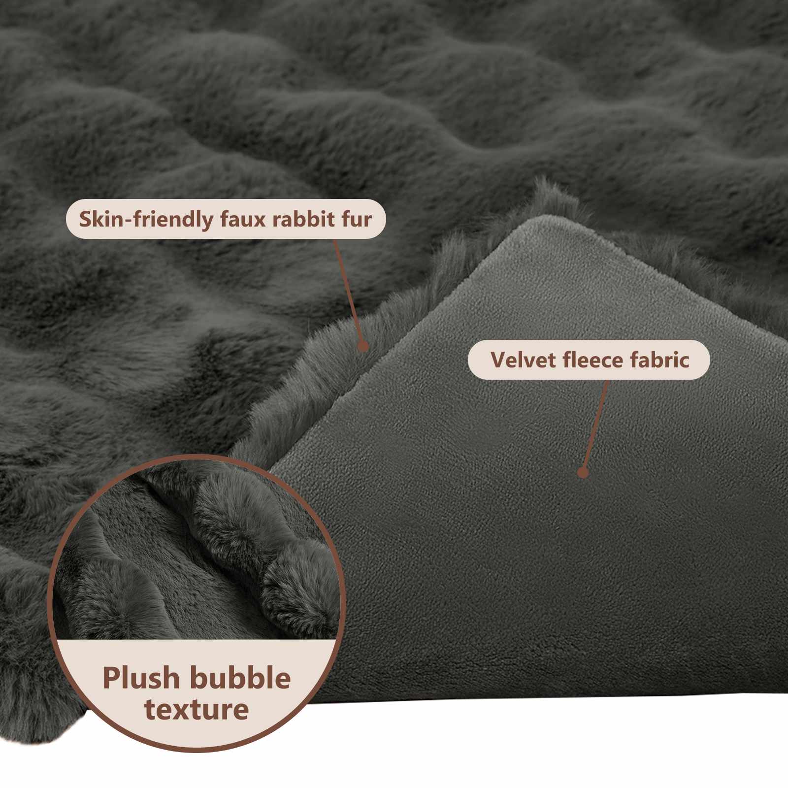 Neslystanti antklodė iš dirbtinio triušio kailio Olite 4 pcs