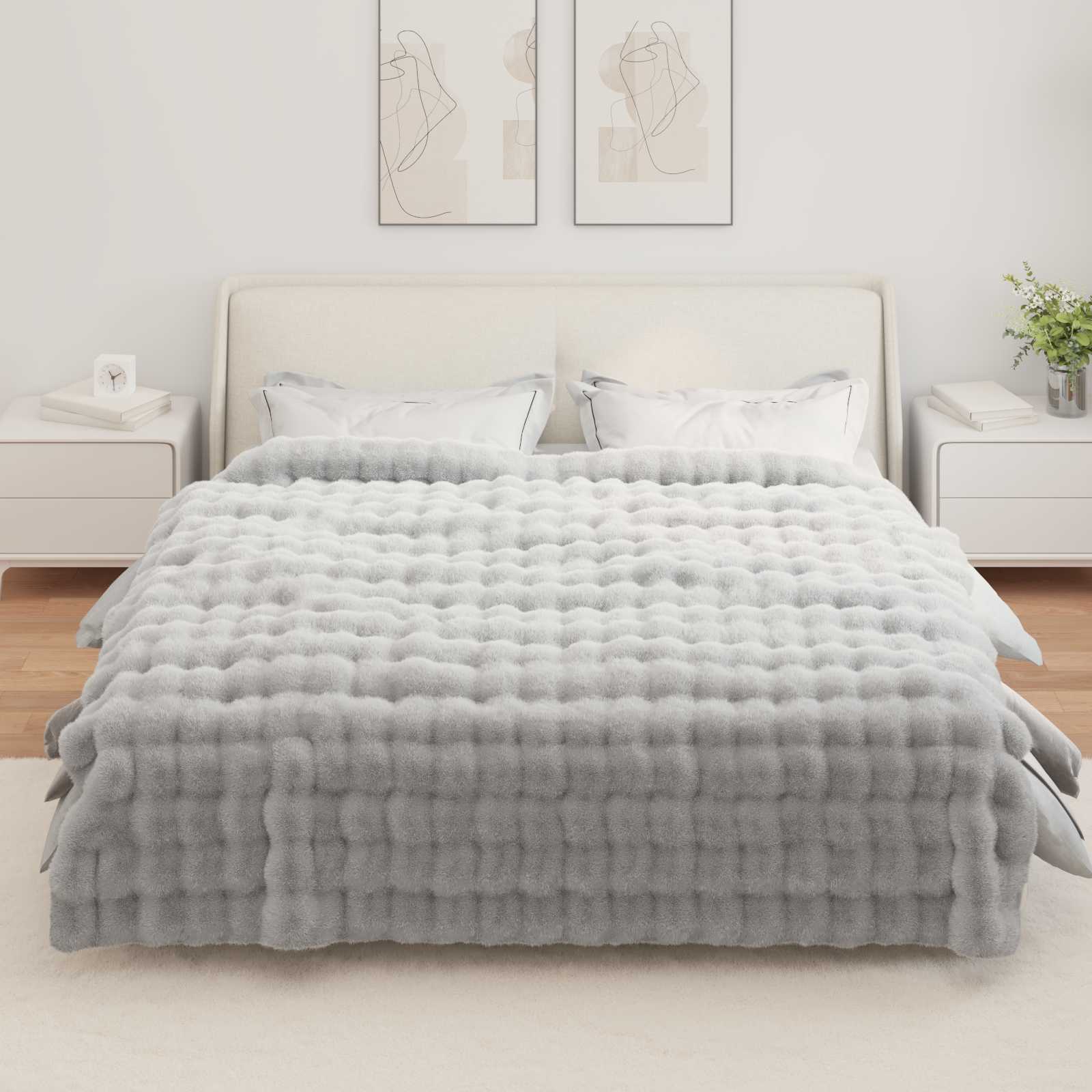 Neslystanti antklodė iš dirbtinio triušio kailio Olite 4 pcs