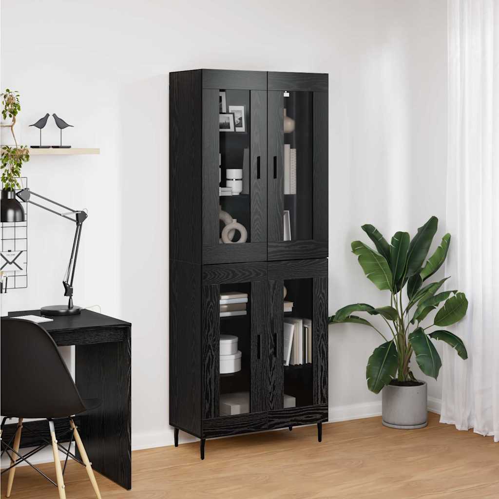 Aukštas spintelė 2 pcs Juodas ąžuolas