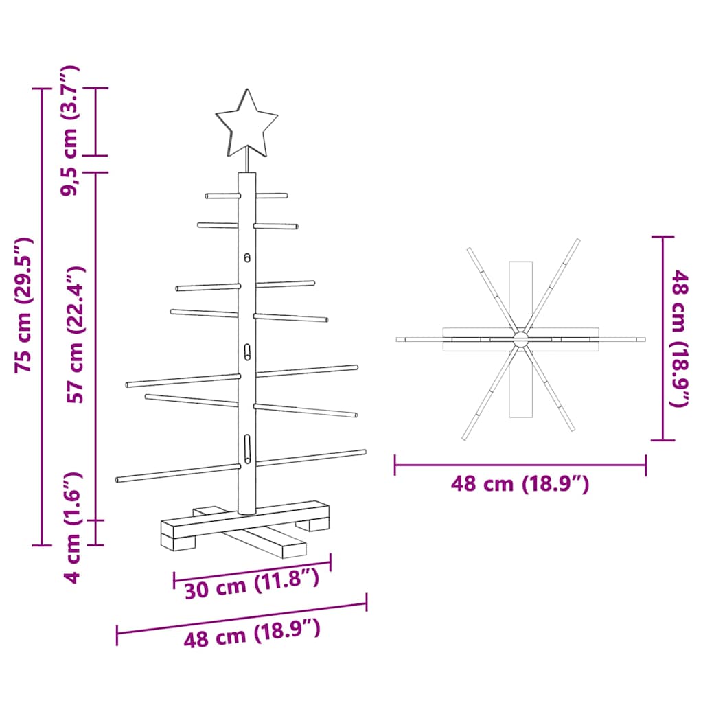 Medinė Kalėdų eglutė Ruda 75 cm Bambukas