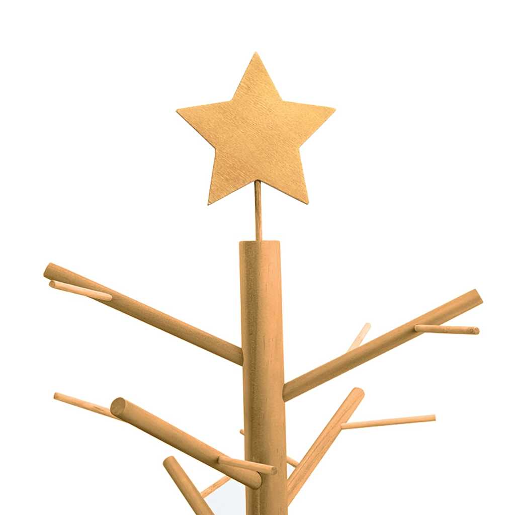 Koka Ziemassvētku eglīte ar statīvu, brūna, 125 cm, masīva priedes koksne