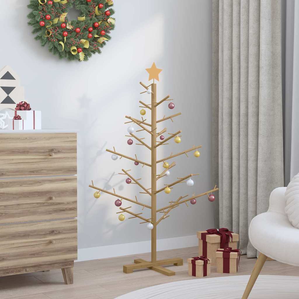 Koka Ziemassvētku eglīte ar statīvu, brūna, 125 cm, masīva priedes koksne