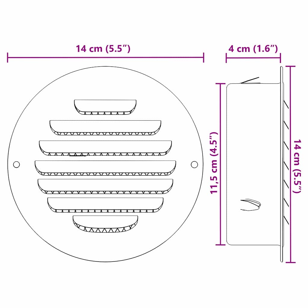 Oro ventiliacijos dangčiai 4 vnt. Sidabro 125 mm