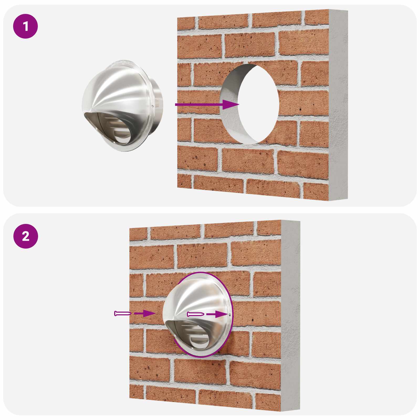 Gaisa ventilācijas restes 8 gab Sudraba 80 mm
