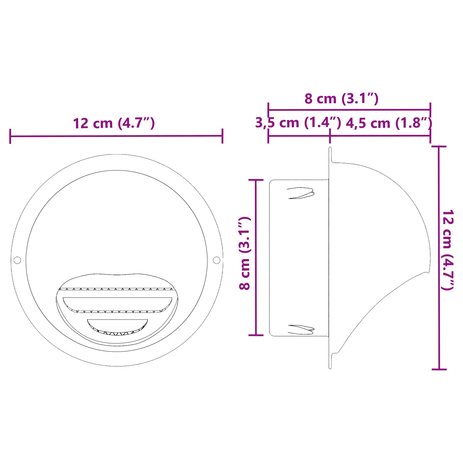 Gaisa ventilācijas restes 8 gab Sudraba 80 mm