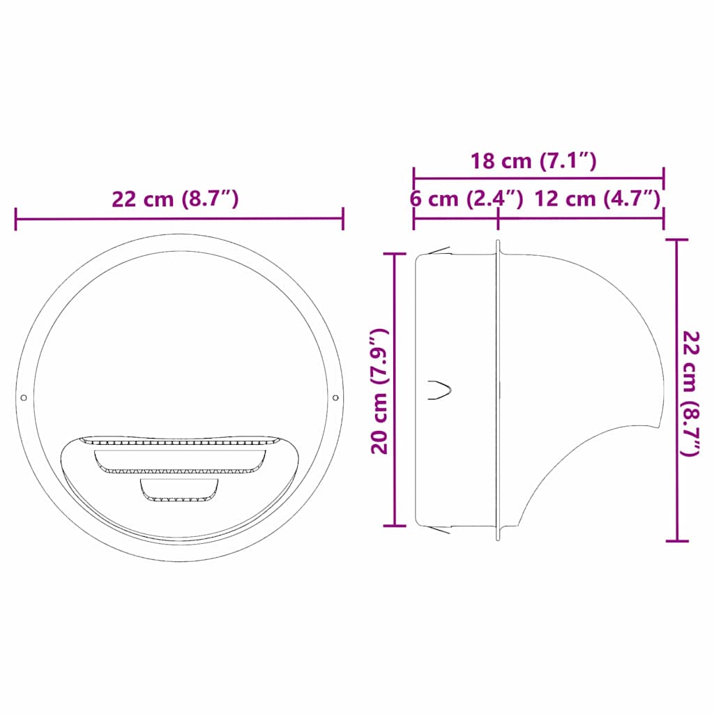 Oro ventiliacijos dangčiai 8 pcs Sidabro 200 mm