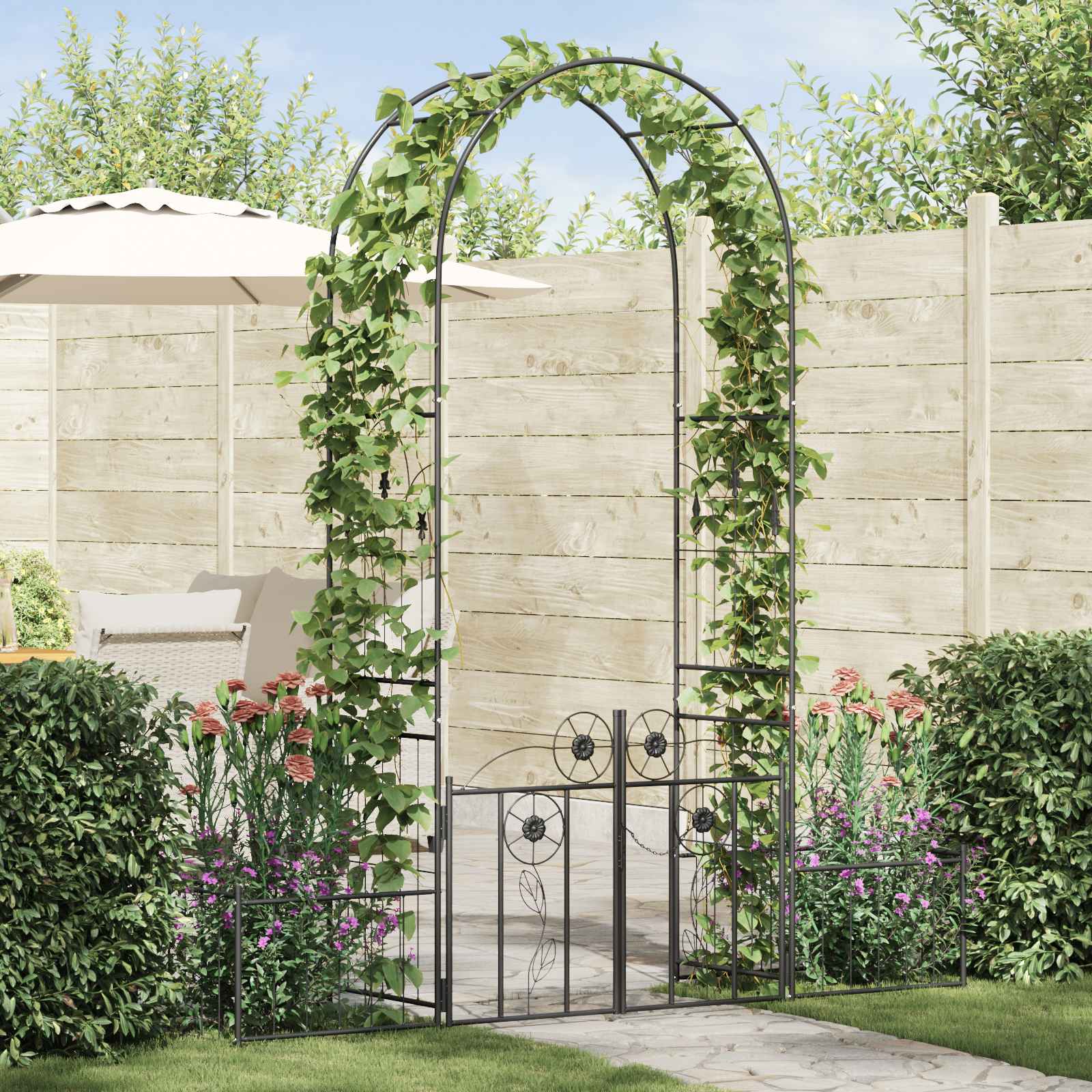 Garden Arch Simple Black 203 x 50 x 218 cm